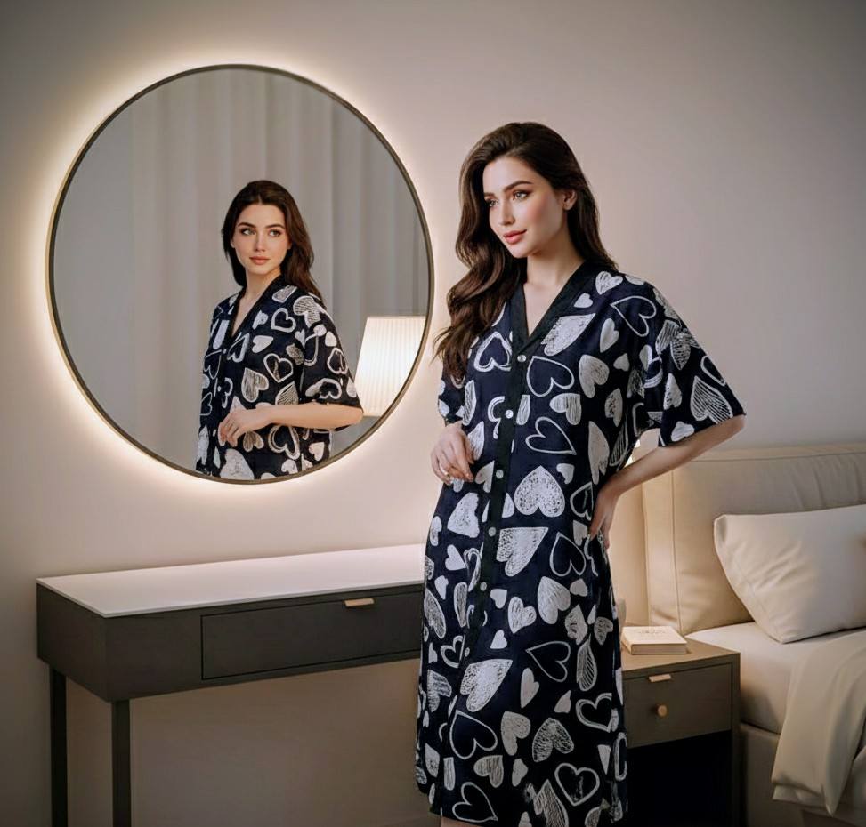Butterfly Love Print Viscose Nightwear