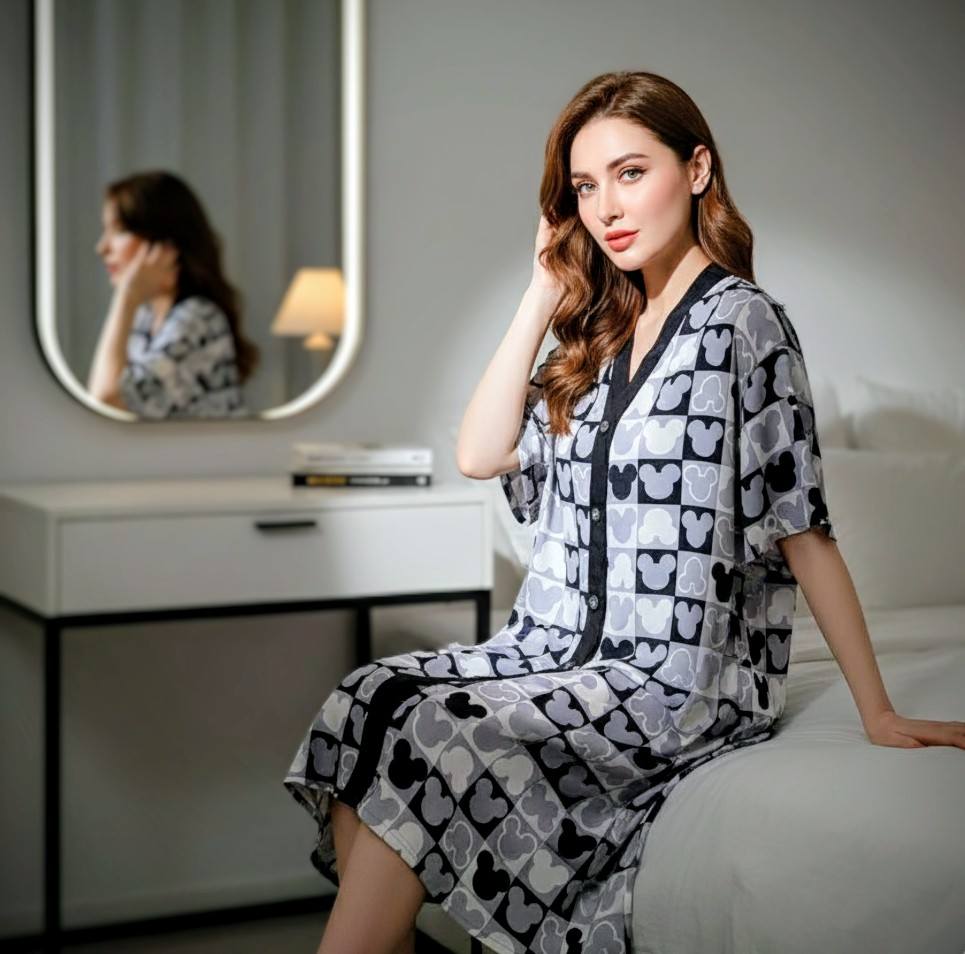 Butterfly Love Print Viscose Nightwear