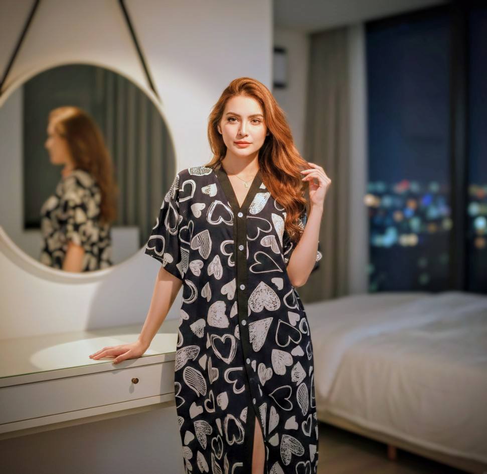 Butterfly Love Print Viscose Nightwear