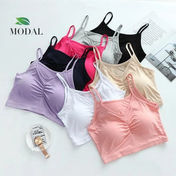 Wire-Free removable lightly padded ultra thin modal fabrics bra