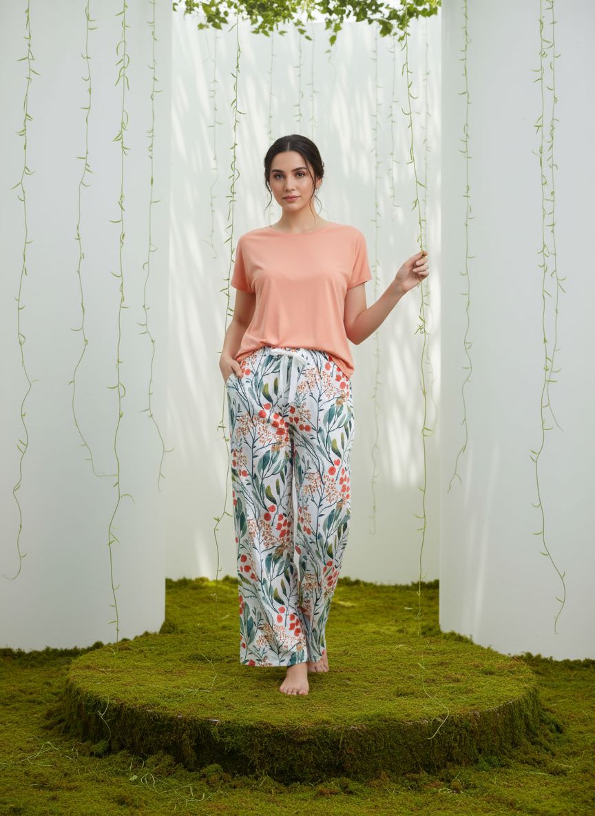 Comfy Modal fabrics Tops with viscose floral bottom free size