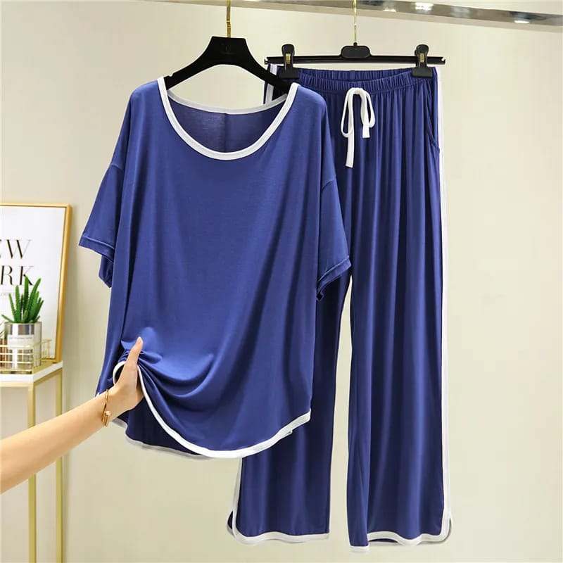 Comfy modal Fabrics round neck tops with stylish pants