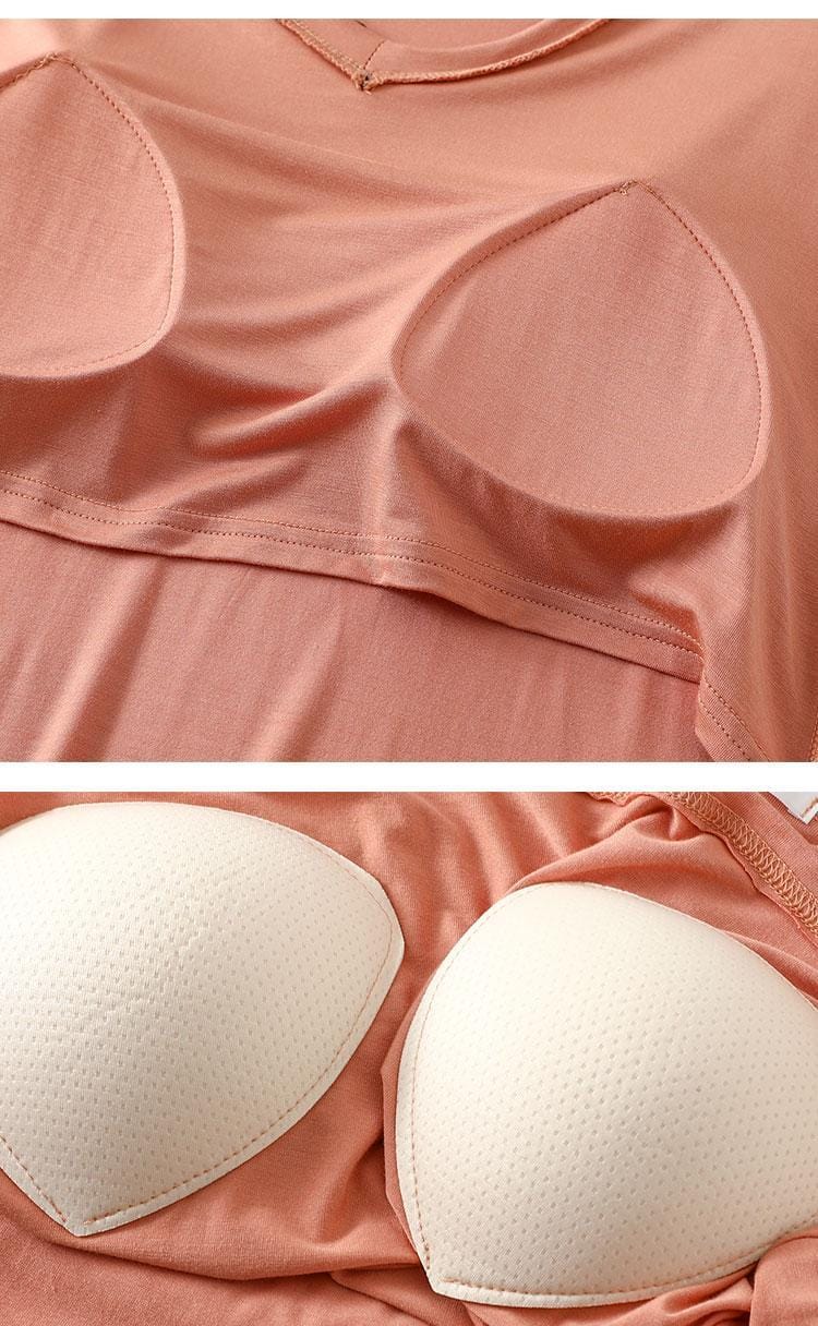 Modal summer v neck in built padded bra lounge set for younger lady
