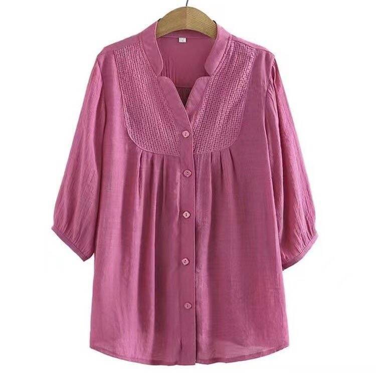 Ladies cotton linen Fabrics Long Sleeve Tops