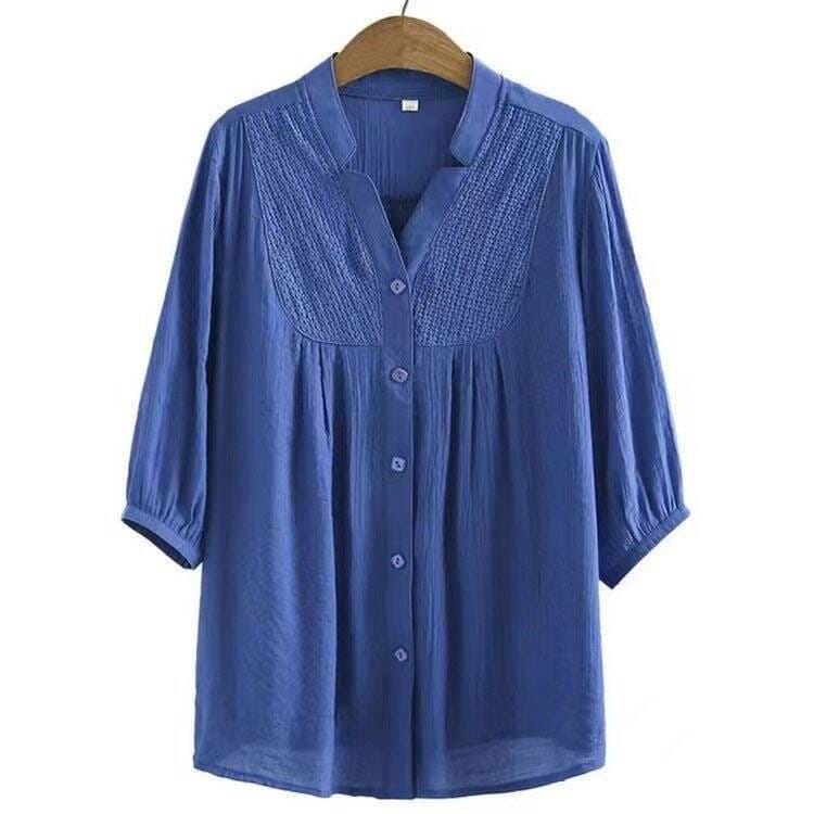 Ladies cotton linen Fabrics Long Sleeve Tops