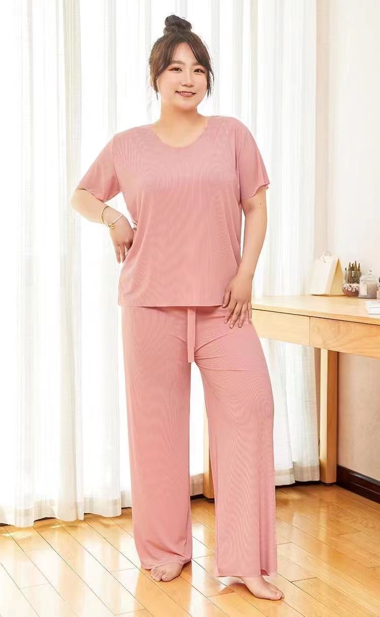 Women's Cloud comfy Ice Silk-short sleeve tee with pajama set