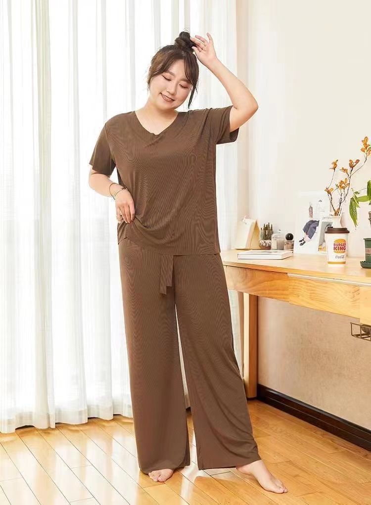 Women's Cloud comfy Ice Silk-short sleeve tee with pajama set